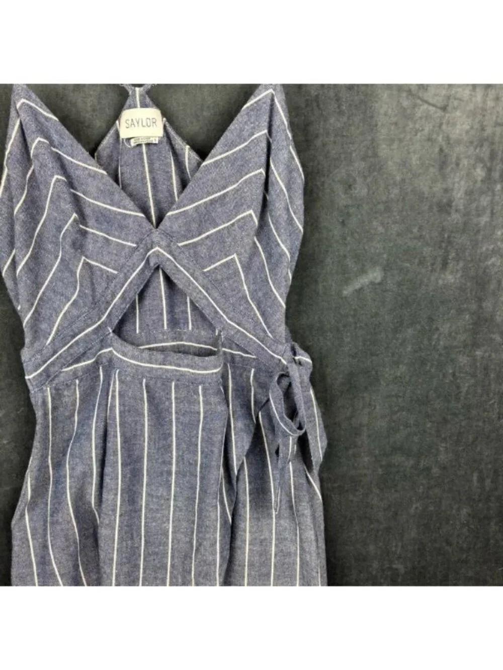 SAYLOR Blue, White Midi Sundress w/midriff cutout detail sz S - Picture 4 of 8